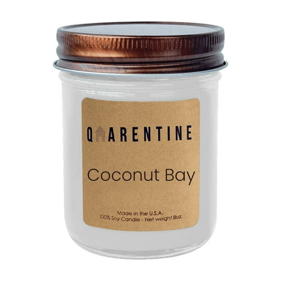 Natural Organic Coconut Bay Soy Wax Candle, Tropical Sweet Scent, Aromatherapy & Massage Oil - Quarentine Essentials by Carla Miles