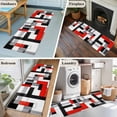 thumbnail image 6 of Red Black 2'x6' Runner Rug, Abstract Geometric Grey White Middle Century Washable Non-Slip Area Rugs for Hallway Kitchen Floor Bedroom Entryway, Laundry Carpet Decoration Indoor Mat, 6 of 9