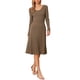 thumbnail image 4 of Vestido de punto acanalado INSPIRE CHIC para mujer, vestido de suéter midi de manga larga y cuello redondo, tamaño S, color marrón, 4 of 6