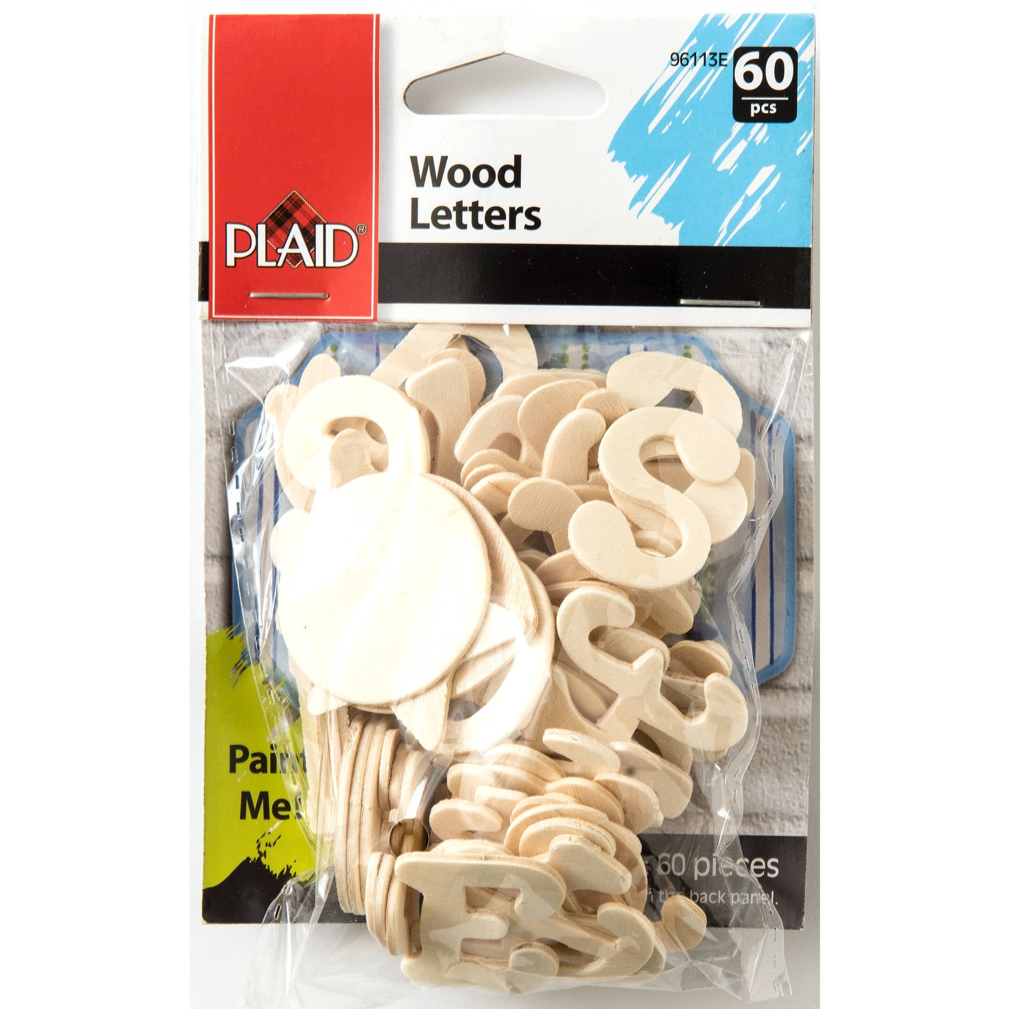 Plaid 96113E Unpainted Wood Surface, Cursive Letter Pack, 60 Piece, 1"