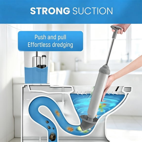 Clearance Under $10 | High Pressure Toilet Plunger Power Drain Clog Remover Tool with Powerful Suction for Unclogging Toilets, Bathtubs, and Curved Drains, White