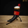 thumbnail image 3 of Mythrojan Viking Drinking Horn Mug with Red Leather Holder & Canvas Bag – 350ml Medieval Ale Cup for Cosplay & Gifts, 3 of 7