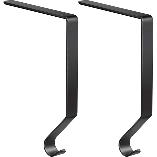 Soporte para medias, perchas de metal para medias, ganchos para adornos navideños para manto, escalera, medias navideñas (negro, 2)