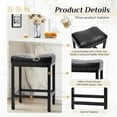 thumbnail image 3 of CONCETTA Set of 2 Black 24" Bar Stools with Metal Base, Footrest & Upholstered Seats, 3 of 7