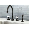 thumbnail image 3 of Kingston Brass KS2795PXBS Governor Double-Handle 4-Hole Widespread Kitchen Faucet with Brass Sprayer in Oil Rubbed Bronze, 3 of 7