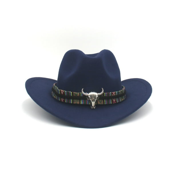 Ethnic Style Western Cowboy Hat Emerald Retro Men Felt Hats Curved