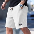thumbnail image 5 of Casual Shorts for Men Drawstring Elastic Waist Shorts Classic Fit Summer Beach Athletic Shorts with Pockets Mid-Length Chinos Short,White L, 5 of 5