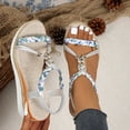 thumbnail image 6 of Domuza Sandals for Women 2026 Summer Boho Low Wedge Heels Comfortable Sandal Espadrille Beach Open Toe Elastic Ankle Strap Walking Shoes Vintage Non Slip Casual Woven Sandals Blue 5.5（EU-36）, 6 of 6