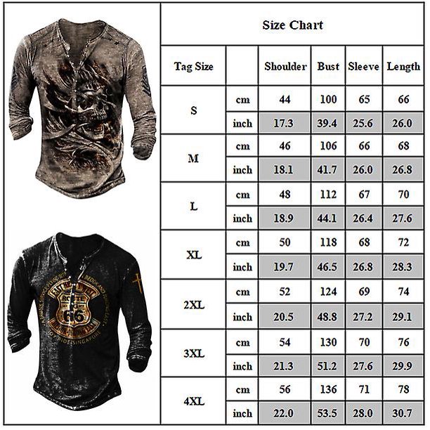 Camiseta de manga larga de estilo retro para hombre Tops Henley de medio botón