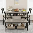thumbnail image 4 of 4-Piece Dining Table Set for 4, Industrial Kitchen Table with 2 Chairs and Bench, Space-Saving Dinette Set with Metal Frame and Storage Rack for Small Space, Dining Room, Apartment, 4 of 9