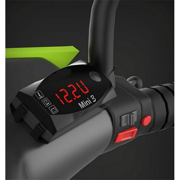 Acaige Mini 3-In-1 Led Display Motorcycle Air Temperature & Time Clock & Voltmeter Voltage Meter