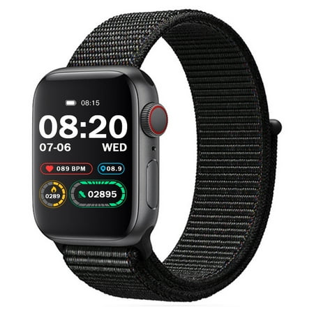 Sport Loop Nylon Band Compatible with Apple Watch 7/8 Ultra 49mm 45mm 42mm 44mm, Comfortable Braided Strap Women Men Competible for iWatch SE & Series 7/8 6 5 4 3, Black