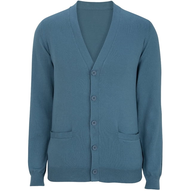 Cardigan à Col en V en Coton Mélangé à 2 Poches