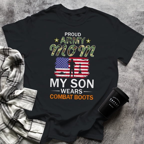 My Son Wears Combat Boots-Proud Army Mom Camouflage Army (3), Small, Black
