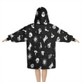 thumbnail image 2 of Black Halloween Cat Skull Pattern Blanket Hoodies for Kids 6-13YR Oversize Wearable Blanket Hoodies for Boys Girls Teens, 2 of 7