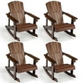 thumbnail image 1 of Gymax 4PCS Kid Adirondack Rocking Chair Outdoor Solid Wood Slatted seat Backrest Coffee, 1 of 9