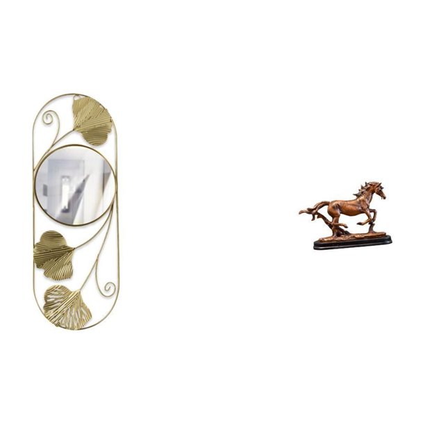 Espejo de pared,Espejo decorativo nórdico para colgar en la pared,Figura de caballo,Figura coleccionable de caballo en miniatura,Adorno de caballo de resina,estatua de animal,decoración para
