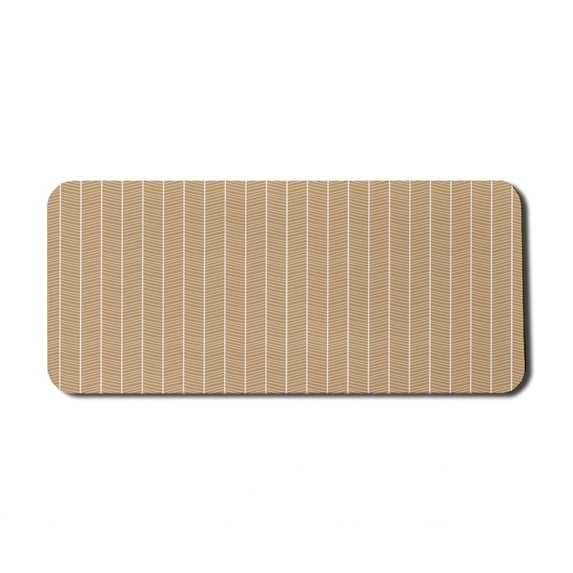 Abstract Computer Mouse Pad, Geometric Pattern with Chevron Motifs and Modern Stripes in Earthy Tones, Rectangle Non-Slip Rubber Mousepad X-Large, 35" x 15" Gaming Size, Camel and White, by Ambesonne