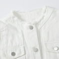 thumbnail image 2 of Frayed Denim Vest Jacket for Women Sleeveless Ripped Lapel Collar Button Up Lightweight Slim Fit Cropped Outerwear, 2 of 7