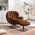 thumbnail image 3 of Velvet Swivel Accent Chair with Ottoman Set, Modern Tufted Armchair with Footrest for Living Room, Reading TV Chairs for Adults, Comfy Chaise Lounge Chairs for Bedroom, Brown, 3 of 9