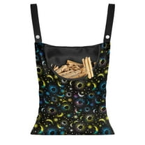 SEANATIVE Colorful Galaxy Star Clothespin Bag Clothes Pin Hanging Bag with Hanging Hook Soft Laundry Clothes Pin Holder Storage Waterproof Clothes Pin Bag, 12 x 14.5 Inch