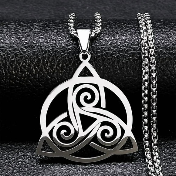 Viking Trinity Celtic Knot Pendant Necklace for Men Women Stainless Steel Witch Triskele Triskelion Necklaces Jewelry collar