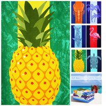 Microfiber Beach Towel 72' x 36' Oversized Towels Stuff Sand Free Extral Large XL Quick Dry Camp Big Pool Sandproof Travel Gift Mat  Tropical Pineapple