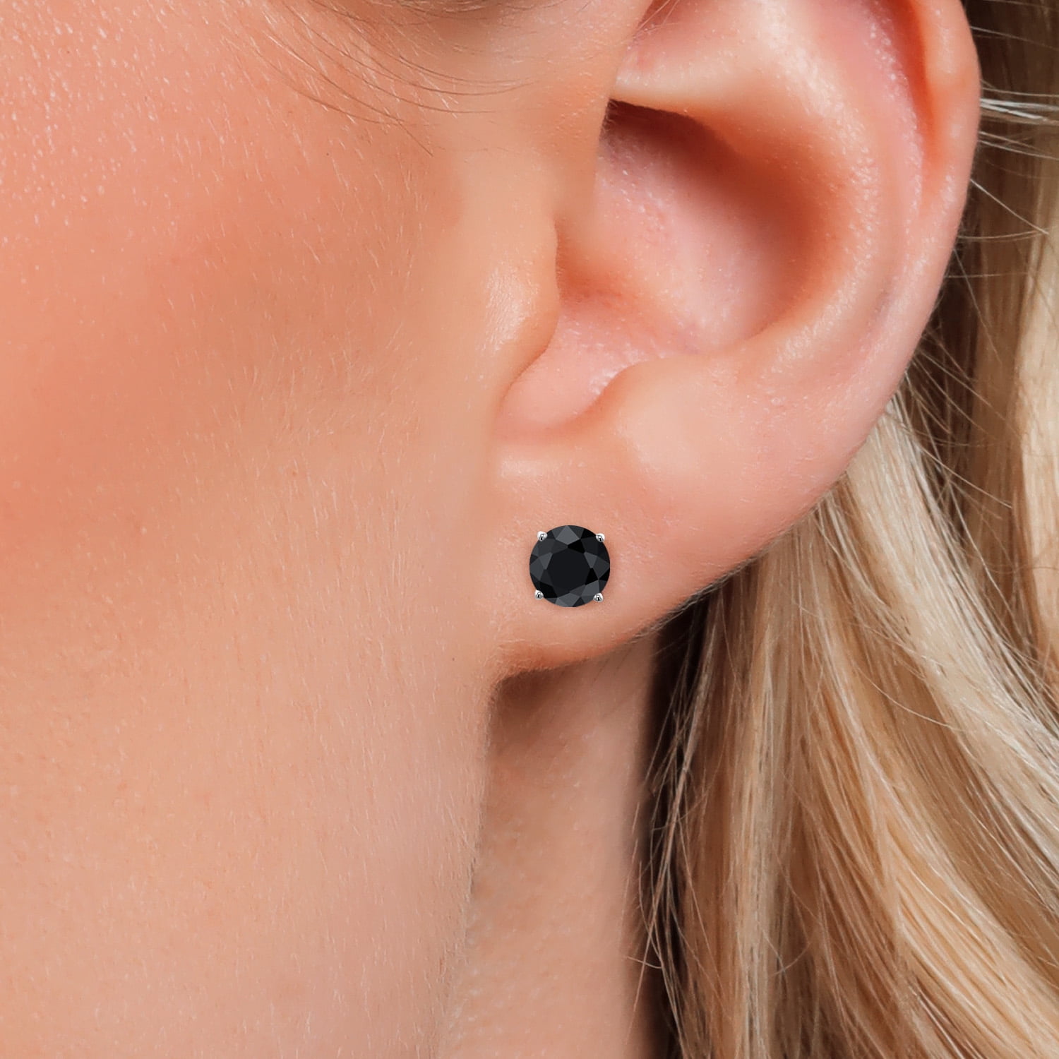 Gem Stone King 925 Sterling Silver Black Sapphire Stud Earrings for Women | 2.30 Cttw | Gemstone September Birthstone | Round 6MM