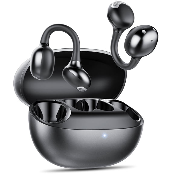 Open Ear Earbuds, Bluetooth Headphones 6.0, Lightweight Comfort Open Ear Clip Wireless Earbuds, 50H Playtime, ENC Clear Calls, Deep Bass, IPX7 Waterproof, Design Fit Running/Workout(Black)