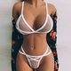 thumbnail image 2 of Conjunto de sujetador y bragas de tres puntos con tirantes transparentes de malla para mujer estilo europeo y estadounidense, 2 of 5