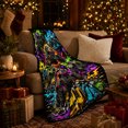thumbnail image 3 of Printed Flannel Throw Blanket with Stylized Monster Truck Action Graffiti Scene, 3 of 9