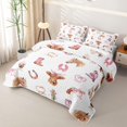 thumbnail image 3 of Manfei Animal Highland Cow Quilt King 3 Pieces,Western Cowgirl King Coverlet Set,Khaki Pink White,1 Bedspread and 2 Pillowcases, 3 of 7