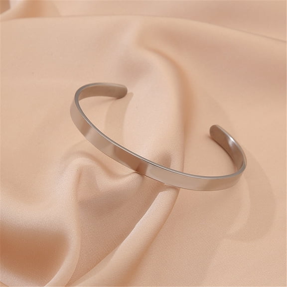 Stainless Steel Men's Bracelet Minimalist Antique Gold Silver Rose Gold Open Bangle for Men and Boys 6mm Wide