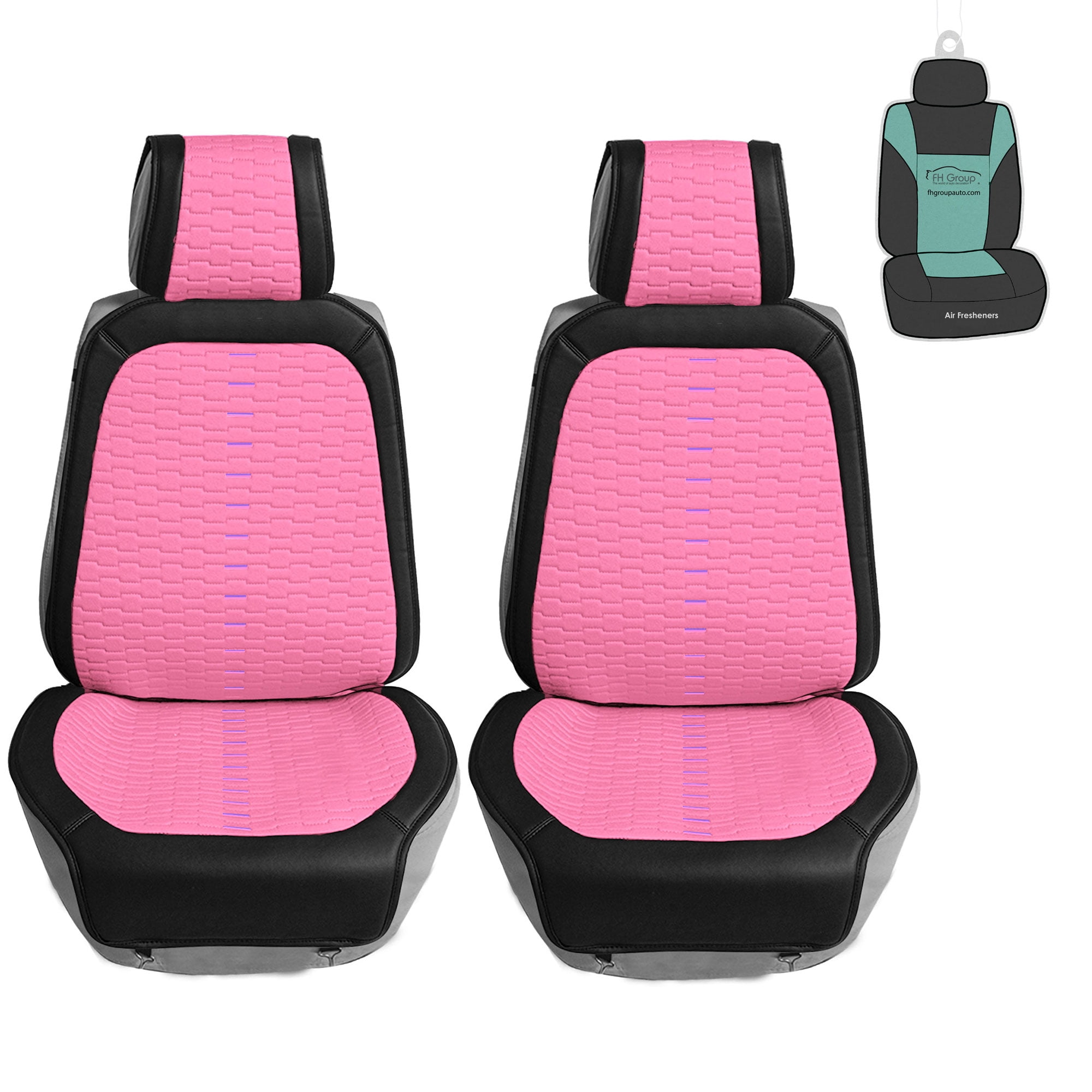 FH Group FB209102BLACK Universal Fit Ultra Car Seat Cushions with Colorful Stitching Front Set Black