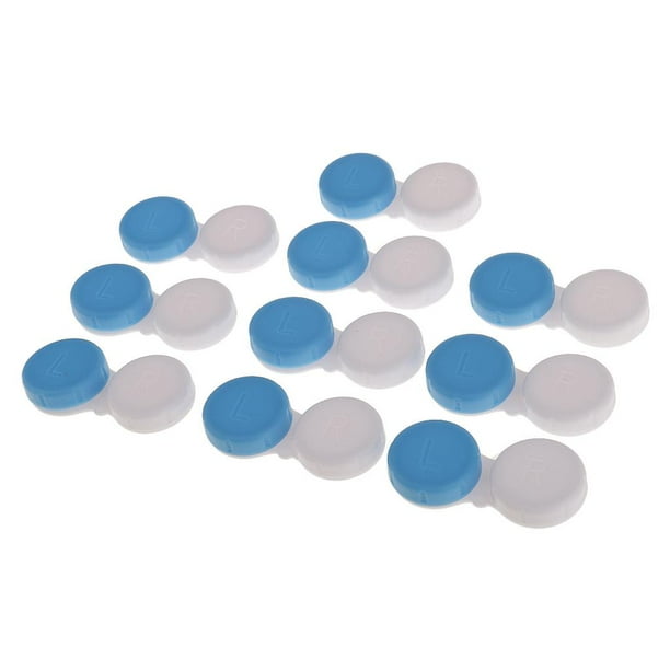 Lote de 5/10 unidades de mini estuches de viaje para guardar lentes de contacto. Azul para no transparente