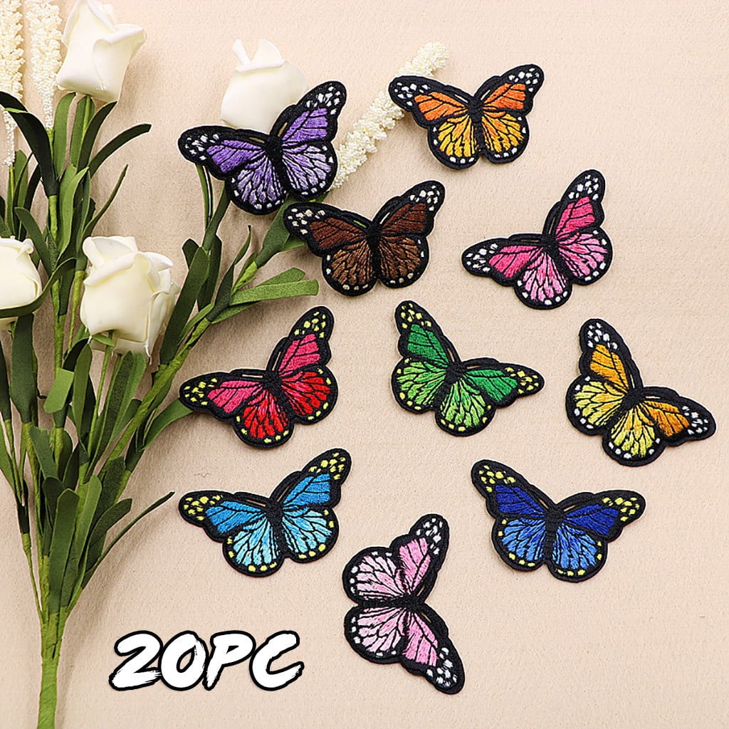 Embroidered Butterfly  Iron/Sew On Applique Patch choose colour 