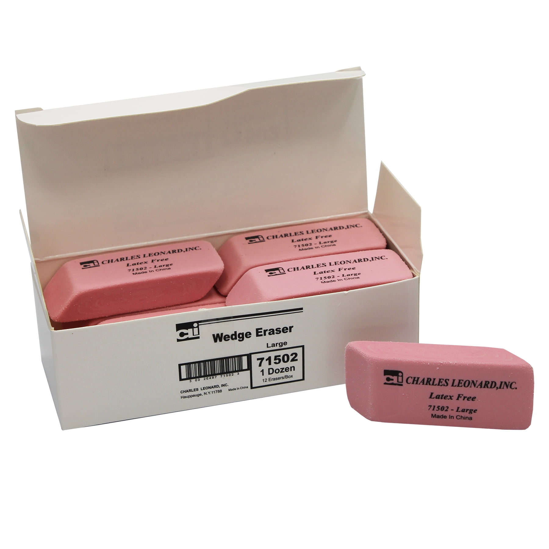 Natural Rubber Wedge Pink Erasers, Small, Box of 36 | Bundle of 2 Boxes