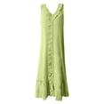 thumbnail image 4 of Vestido largo con cuello en V para mujer - Botones en la parte delantera, volantes - Sin mangas, corte A - Playa/fiesta - Tallas S-XXL, 4 of 4