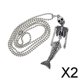 thumbnail image 1 of 2x Aleación de Halloween Esqueleto de Sirena Colgante Dijes Collar de Cadena con Cuentas Plata 2 piezas, 1 of 8
