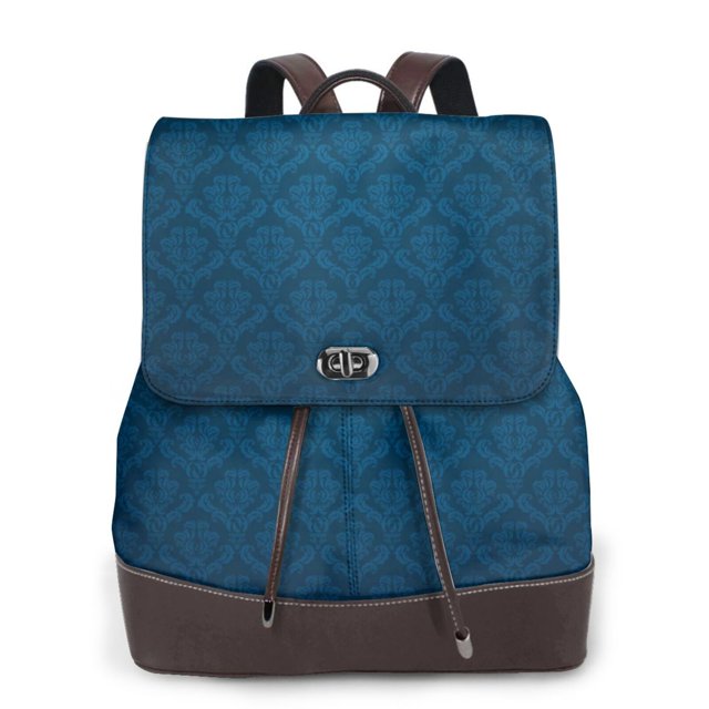 Easygdp Dark Blue Mochila de Cuero para Mujeres, Bolso de Hombro, Bolsos de Mano de Moda para Trabajo y Viajes