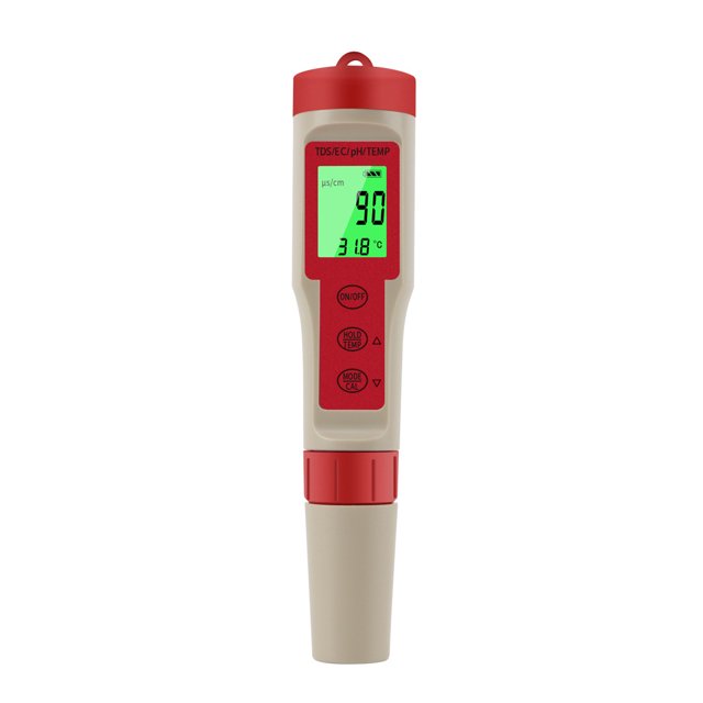 Detector de calidad del agua retroiluminado PEZ9908, medidor de PH/TDS/EC/temperatura, bolígrafo de prueba multifuncional portátil cuatro en uno