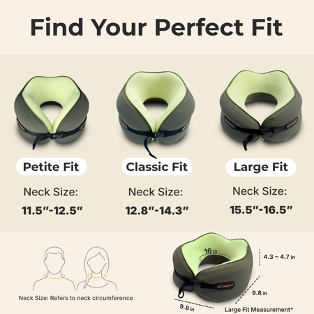 CESPERI® TRAVEL NECK PILLOW – LIGHTWEIGHT MEMORY FOAM AIRPLANE PILLOW, ERGONOMIC SUPPORT FOR FLIGHTS, CAR RIDES, AND HOME, LARGE SIZE (AVOCADO GREEN)