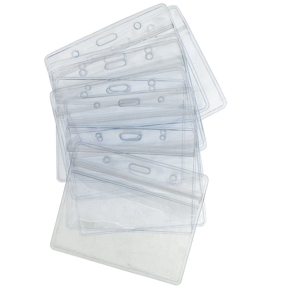 Name Tags Lanyard Badge Holder Pairs (set Of 50  Black): Woven Round & Horizontal Sealable Waterproof Clear Plastic Id Card
