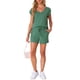 thumbnail image 2 of Conjunto de lounge de 2 piezas para mujer INSPIRE CHIC, suéter de punto, camiseta de manga corta y pantalones cortos, pijama, 2XL, verde, 2 of 5