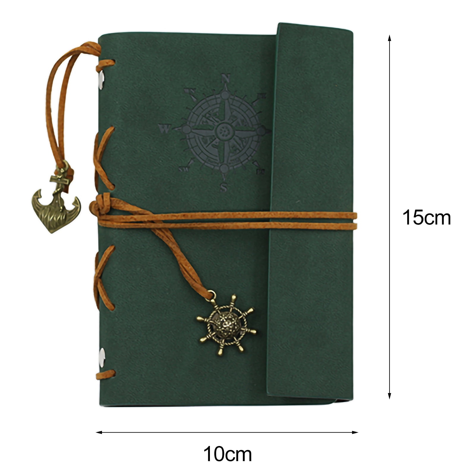 Yesbay Retro Anchor Faux Leather Cover Notebook Journal Diary Blank String Nautical,Notebook-Dark Green