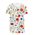 thumbnail image 4 of Dazajoo Womens Button Short Sleeve Tops Summer Slant Collar Floral Print Trendy Shirts for Women 2024 Casual V Neck Loose Fit Blouses,White,XL, 4 of 5