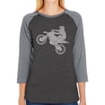 thumbnail image 1 of LA Pop Art Women's Raglan Baseball Word Art T-shirt - Freestyle Motocross - FMX, 1 of 2