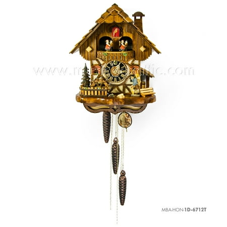 Cuckoo Clock 1 Day Chalet - 1 Day Musical Black Forest Chalet Cuckoo Clock with Clock Peddler By Hönes