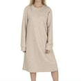 thumbnail image 5 of BangWanChi Long Sleeve Dress for Women Fall Women's Solid Color Textured Long Sleeved Round Neck Thick Dress, 5 of 5
