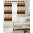 thumbnail image 2 of Orange Blue Stripe Blackout Curtains 45 Inches Long for Bedroom, Minimalist Farmhouse Stripes Thermal Insulated Room Darkening Black Out Window Curtain Panels Grommet Drapes for Living Room, 2 of 8